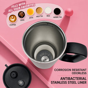 Stainless steel 26oz insulated tumbler with handle and straw