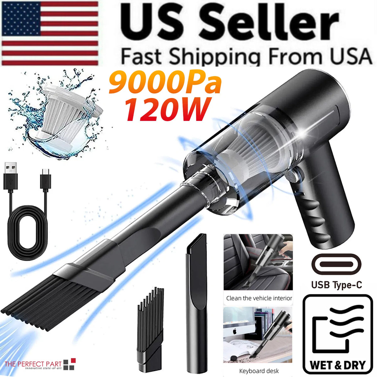 cordless handheld vacuum cleaner 120w mini portable car vacuum