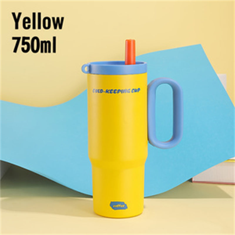 Portable 26oz insulated tumbler with handle and straw for daily hydration