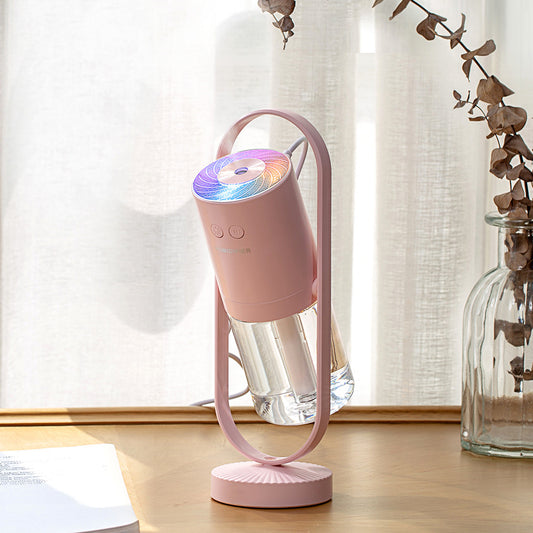 Pink usb air humidifier with projection night light for bedroom