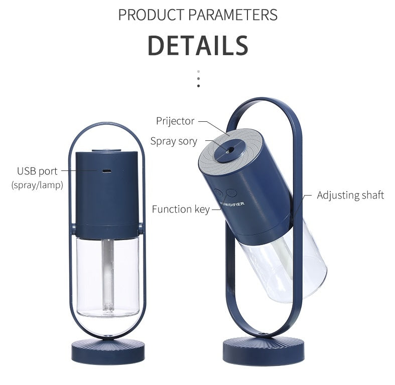 Portable usb air humidifier with projection night light for car and desk