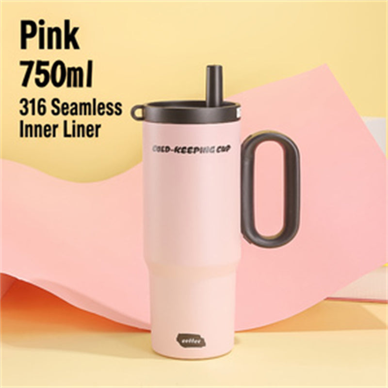 Portable 26oz insulated tumbler with handle and straw for daily hydration
