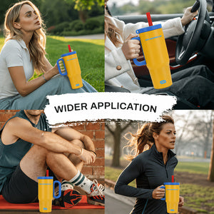 Portable 26oz insulated tumbler with handle and straw for daily hydration