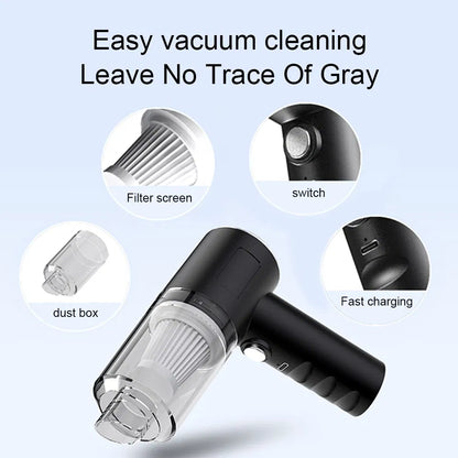120W cordless handheld vacuum cleaner with nozzles and usb cable