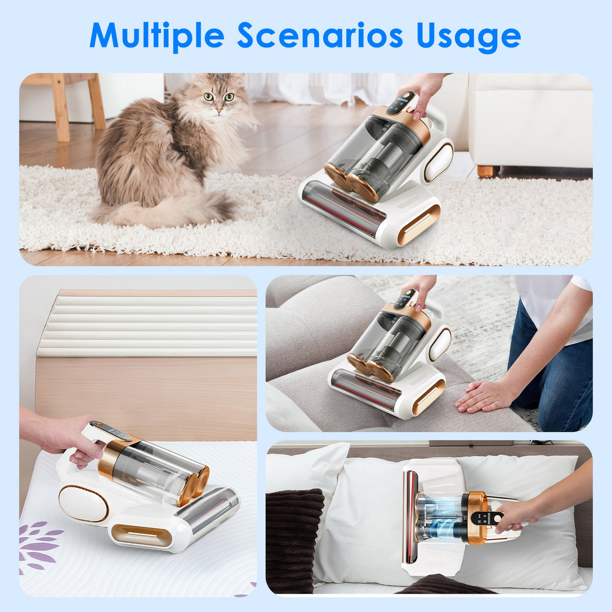 High frequency vibration mattress vacuum cleaner with uvc light