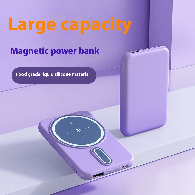 power bank magsafe magnetic wireless charger 5000mah in purple