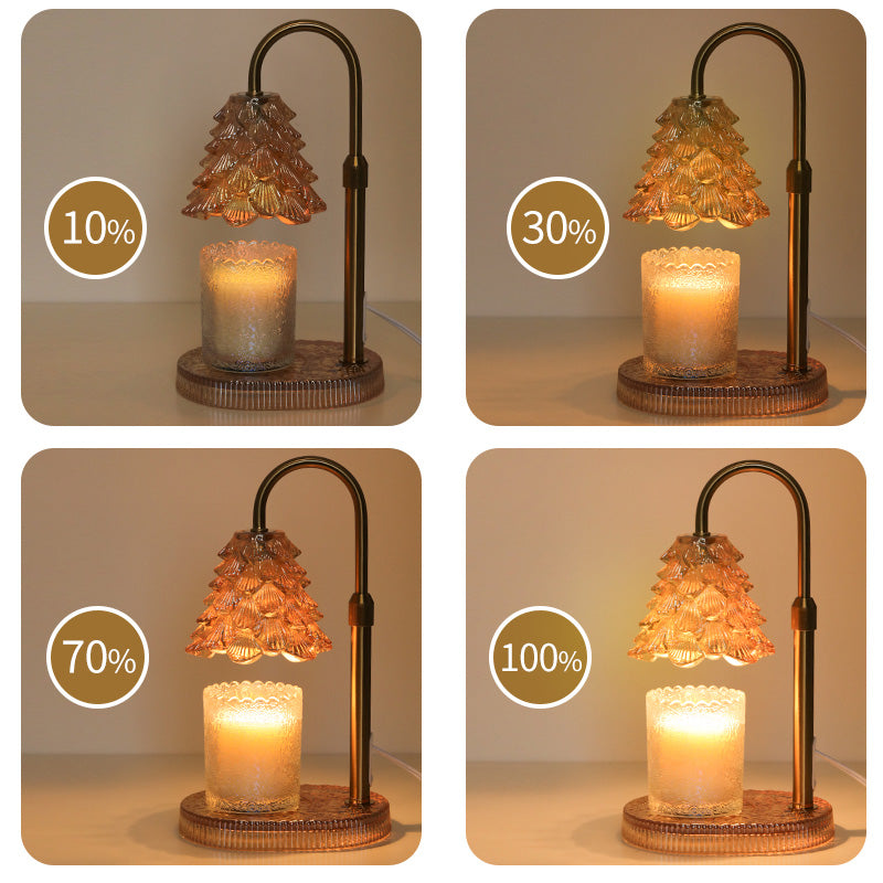 Decorative candle warmer lamp with timer and dimmer glowing