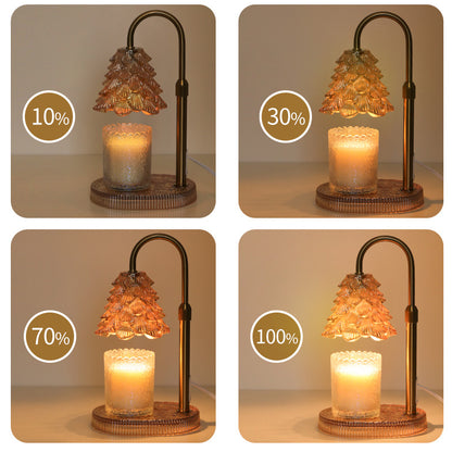 Decorative candle warmer lamp with timer and dimmer glowing