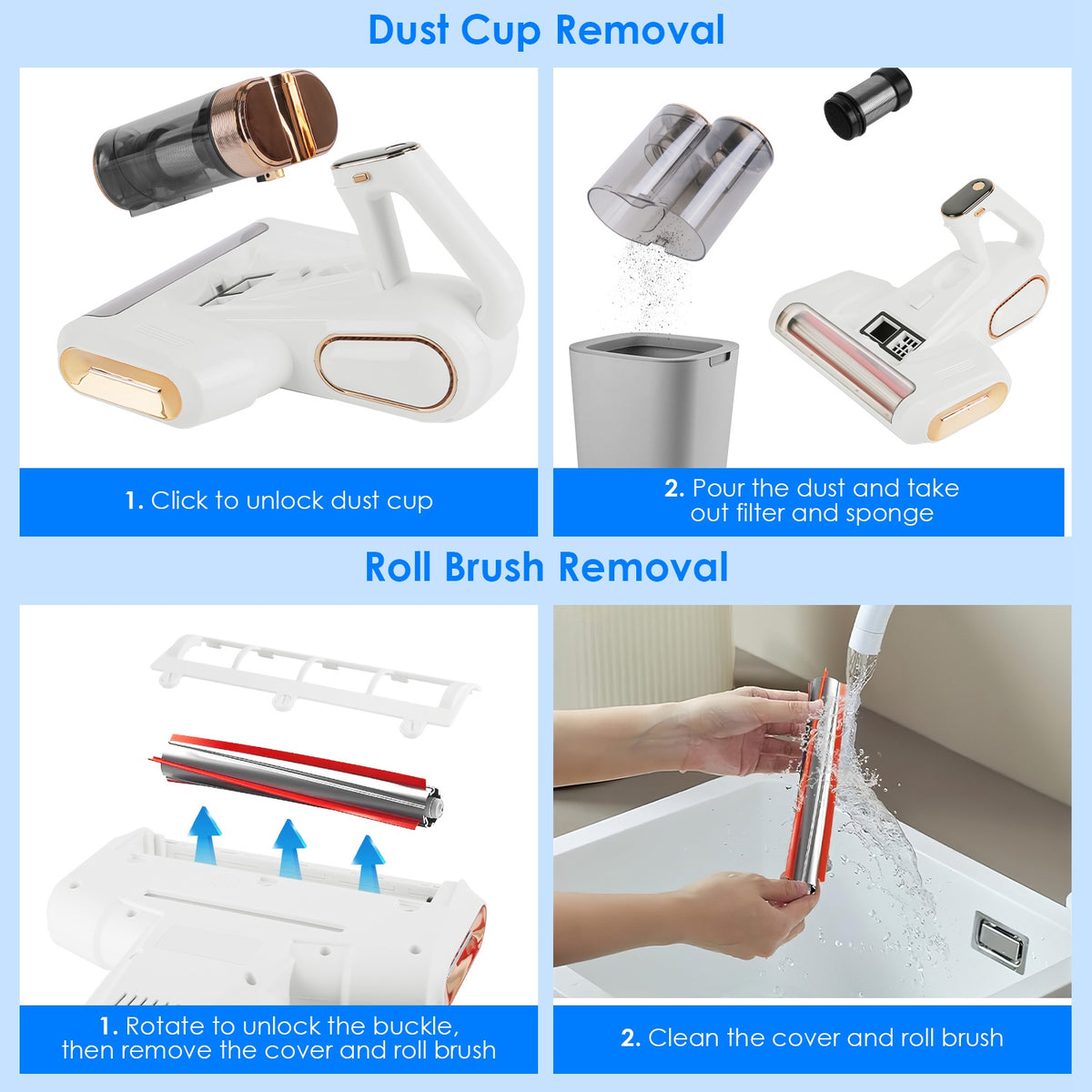 Portable mattress vacuum cleaner with uvc light with storage bag