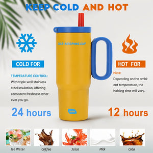 Portable 26oz insulated tumbler with handle and straw for daily hydration