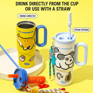 Portable 26oz insulated tumbler with handle and straw for daily hydration