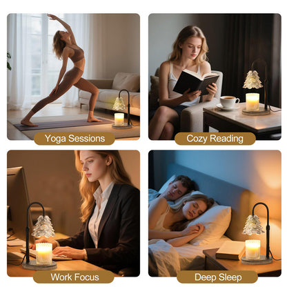 Flame free candle warmer lamp with timer and dimmer in bedroom