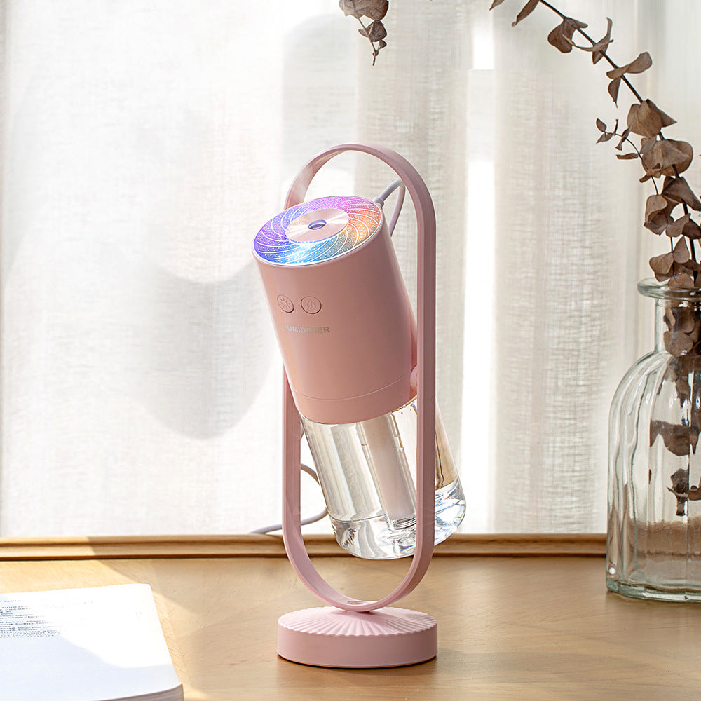 Pink usb air humidifier with projection night light for bedroom