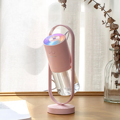Pink usb air humidifier with projection night light for bedroom