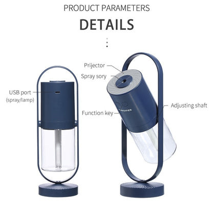 Portable usb air humidifier with projection night light for car and desk