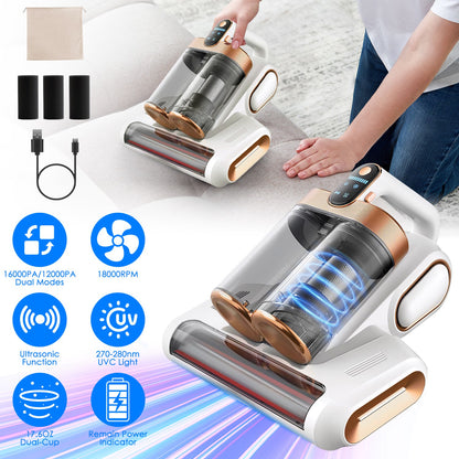 mattress vacuum cleaner with uvc light cordless bed cleaner beige