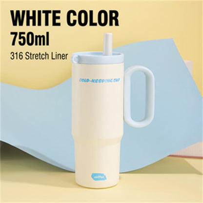 Portable 26oz insulated tumbler with handle and straw for daily hydration