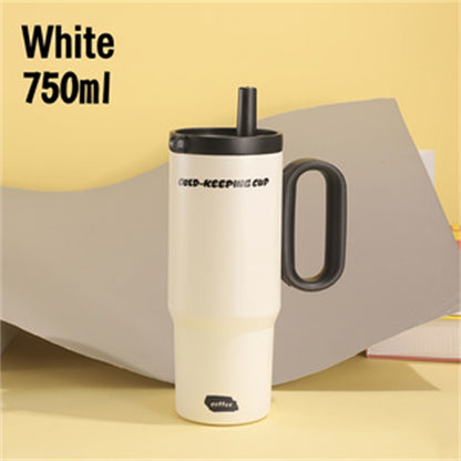 Portable 26oz insulated tumbler with handle and straw for daily hydration
