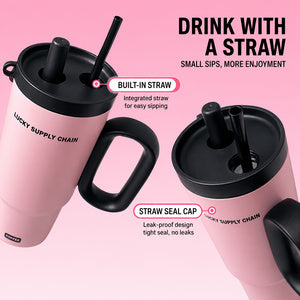 Portable 26oz insulated tumbler with handle and straw for daily hydration